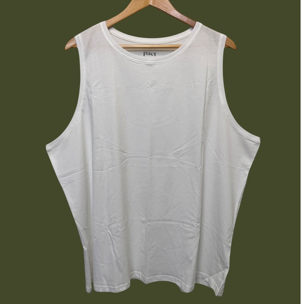 Pact Womens Tank Top 3XL White Organic Cotton Sleeveless Minimalist Basic Casual